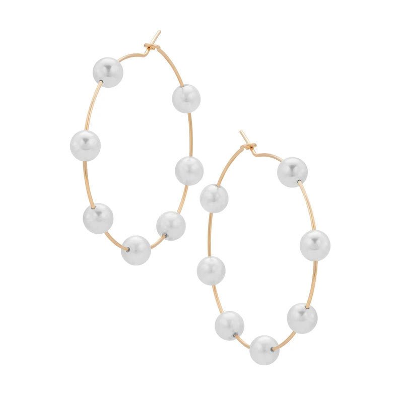 Mariam's Collection Chic Pearl Earrings Hoop Oversized Earrings (MAC320) — detail shot 7