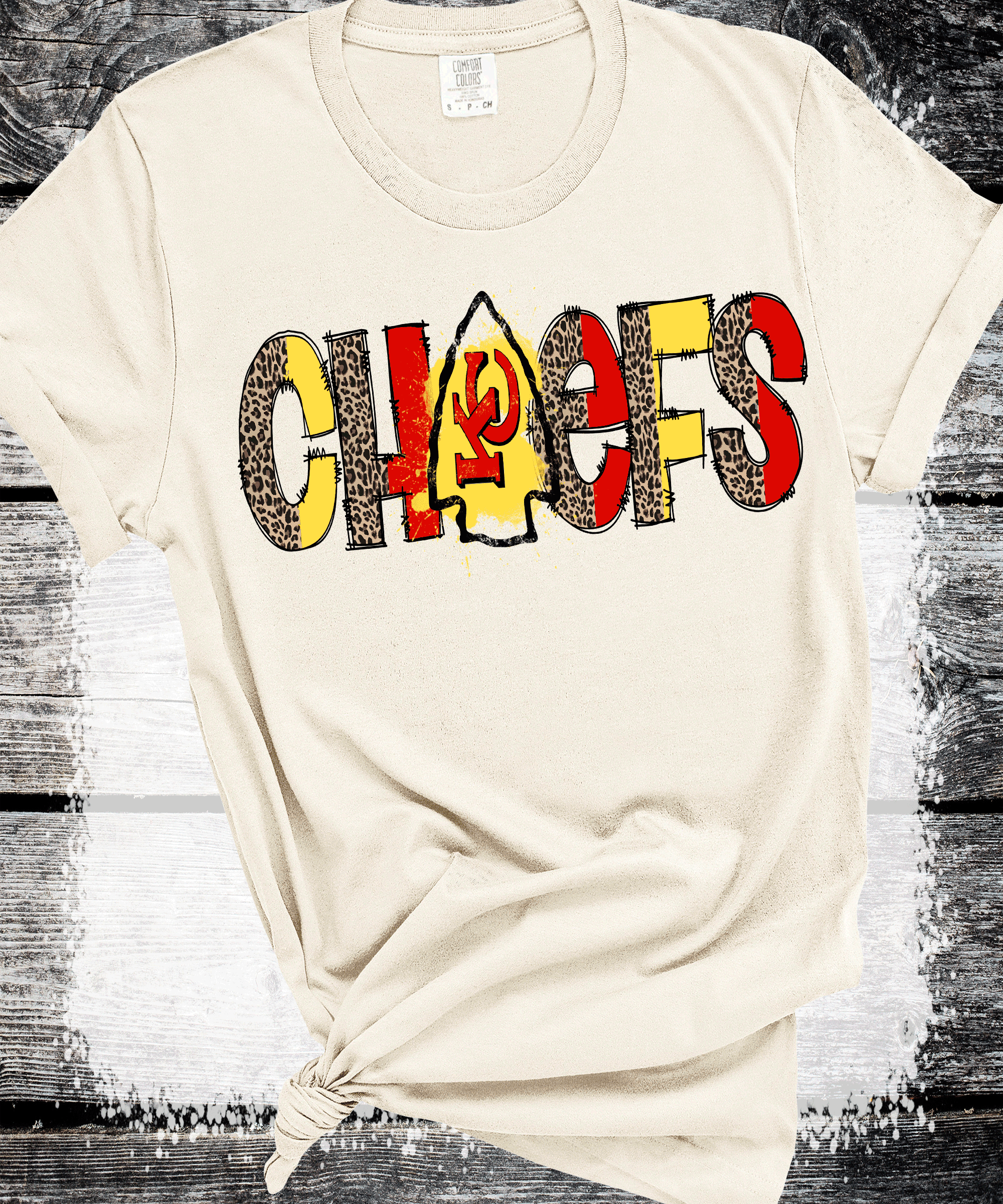 A Blessed Texas Mess Boutique Chiefs Leopard print Football Sweatshirt, Chiefs T-shirt And Hoodie, Trending… — A Blessed Texas Mess Boutique branding close-up