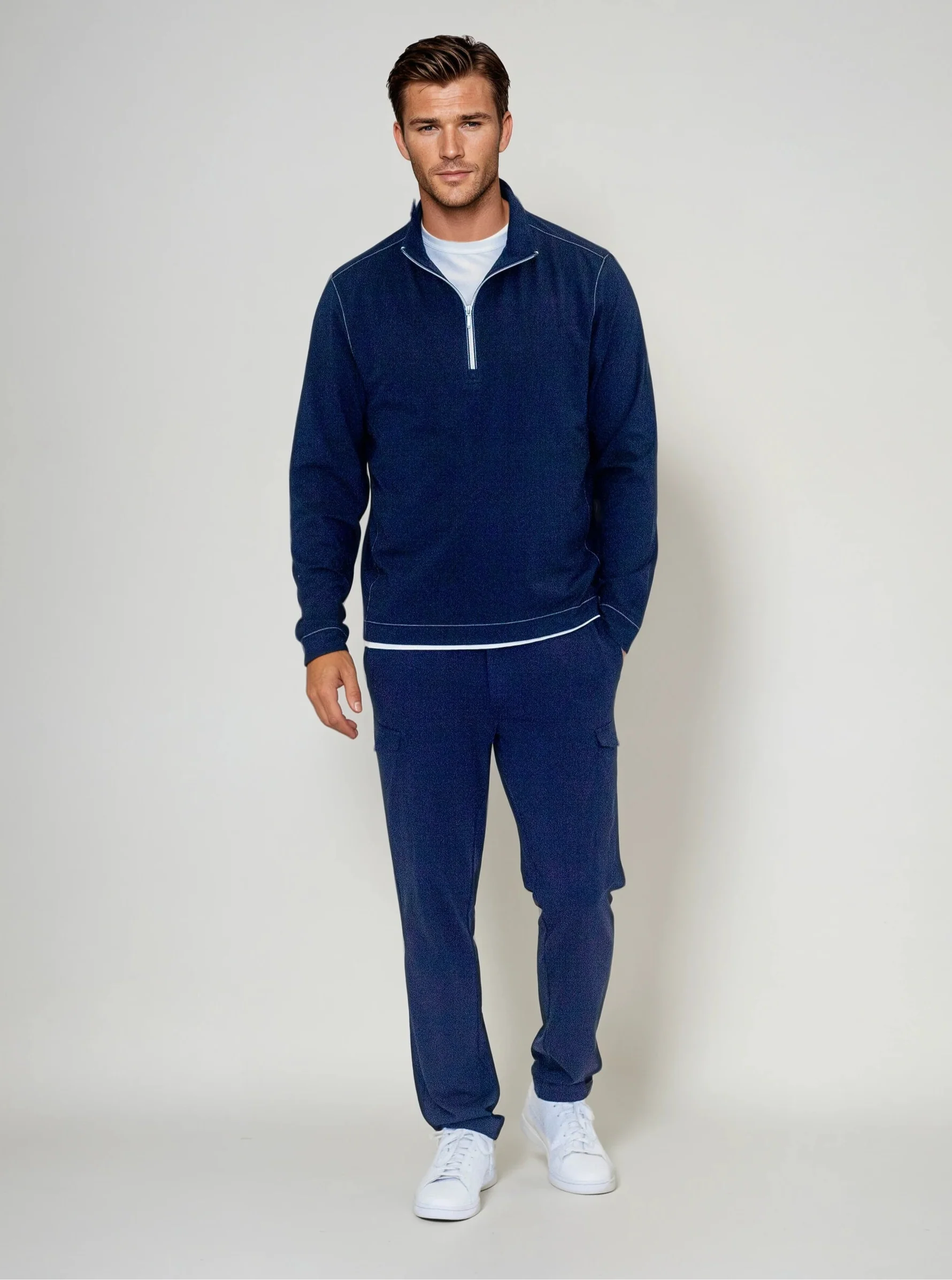 Buki Buki Cinqo Travel Half Zip 2-Pack - Navy/White — size reference
