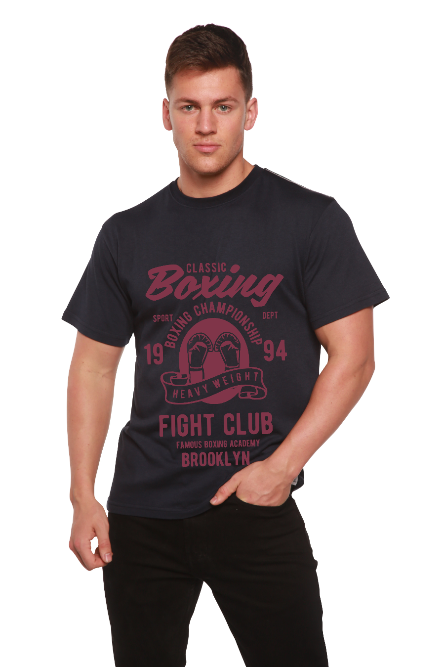 Spun Bamboo Classic Boxing Men's Bamboo Viscose/Organic Cotton Short Sleeve Graphic T-Shirt — color detail