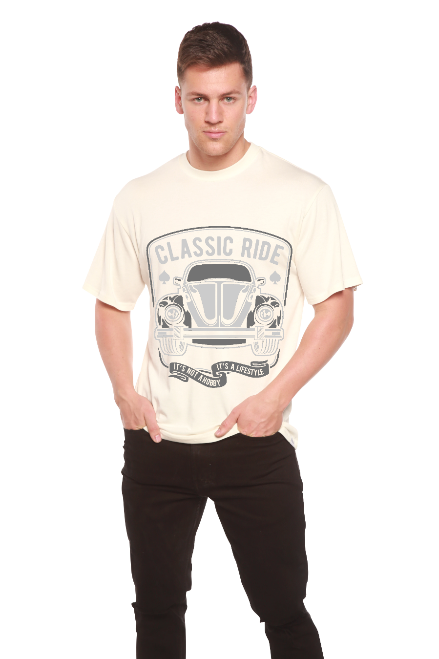Spun Bamboo Classic Ride Men's Bamboo Viscose/Organic Cotton Short Sleeve Graphic T-Shirt — in-use photo