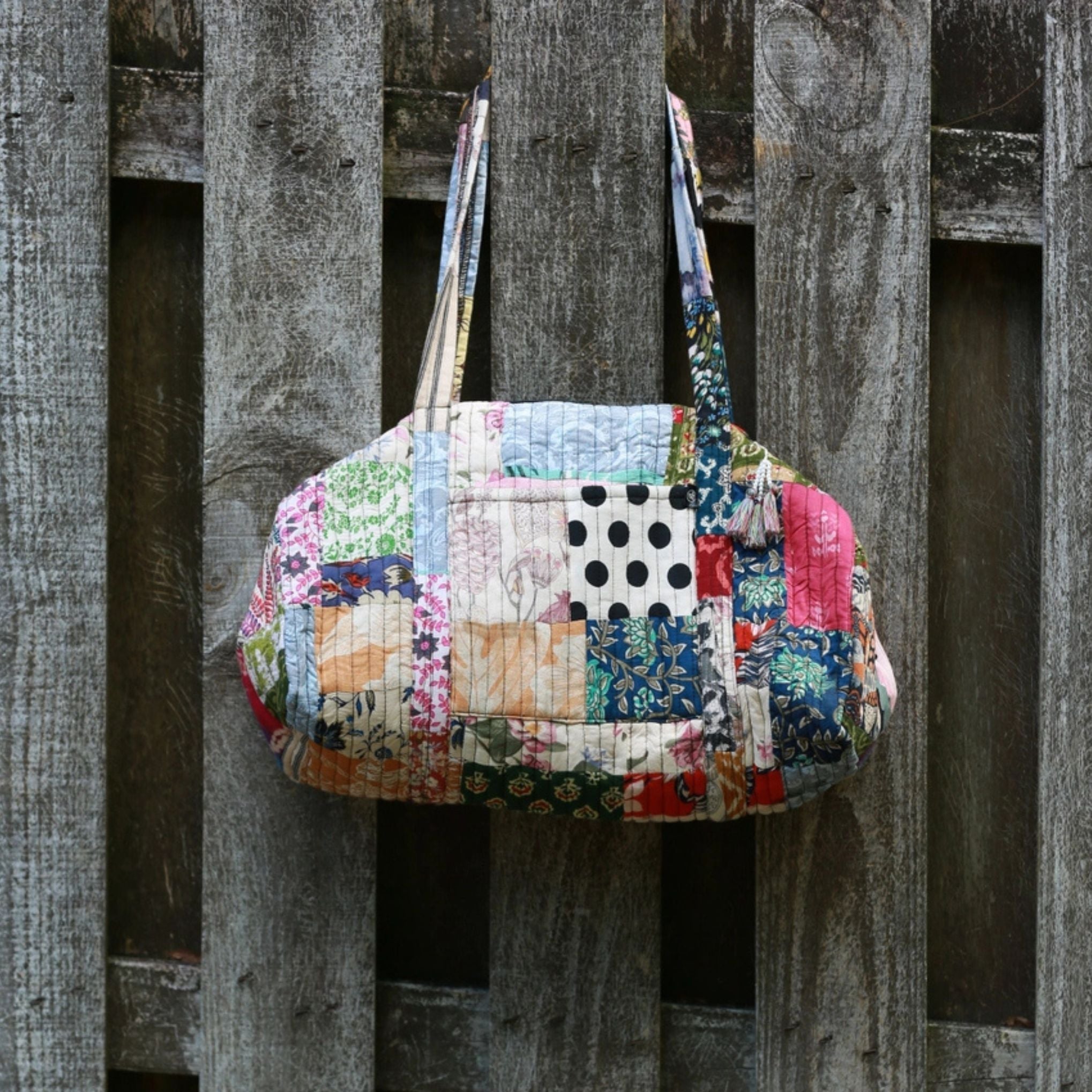 Darn Good Yarn Patchwork Quilted Duffle Bag — main product shot
