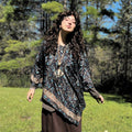 Darn Good Yarn Darn Good Yarn Recycled Sari Hooded Poncho — construction detail