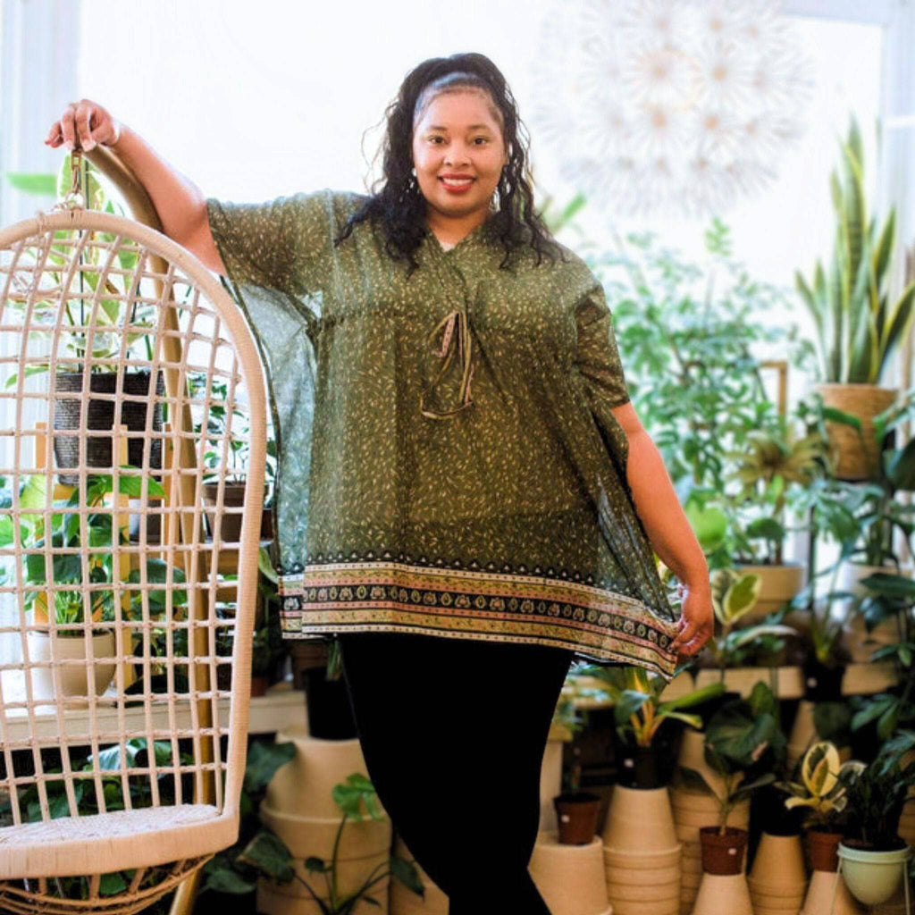 Darn Good Yarn Surplus Aanya Adjustable Short Kaftan — comparison shot