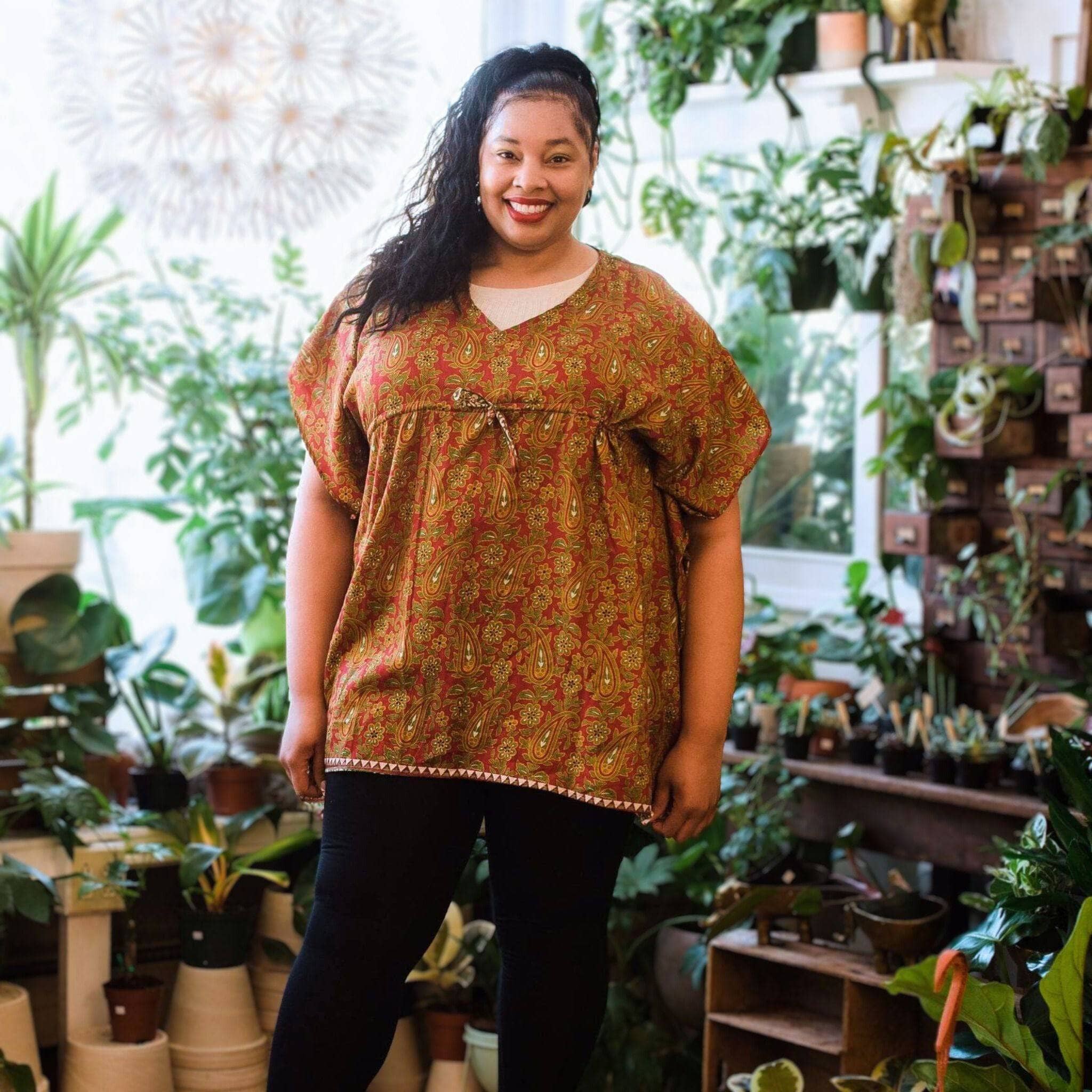 Darn Good Yarn Surplus Aanya Adjustable Short Kaftan — product on model