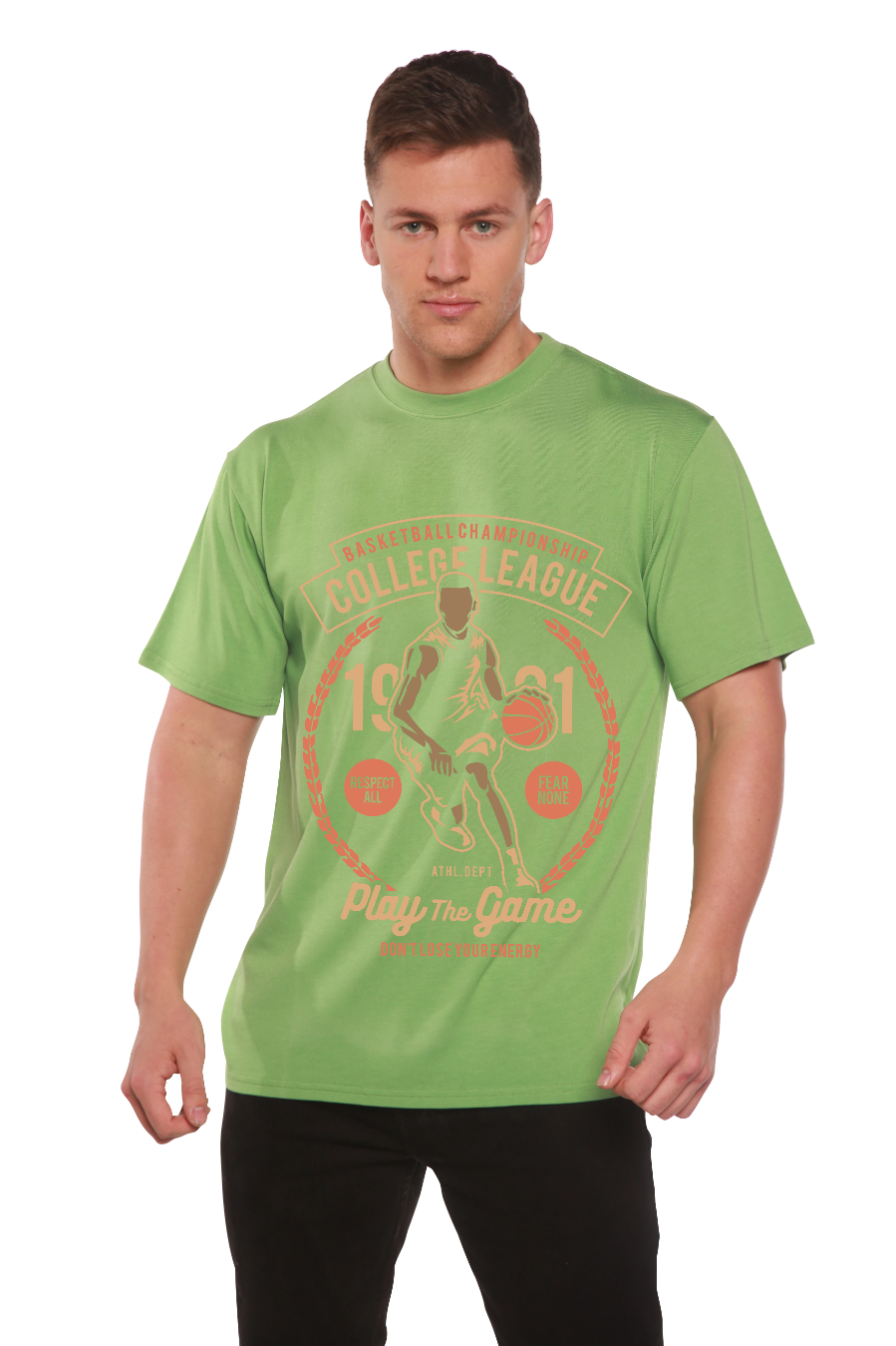 Spun Bamboo College League Men's Bamboo Viscose/Organic Cotton Short Sleeve Graphic T-Shirt — size reference