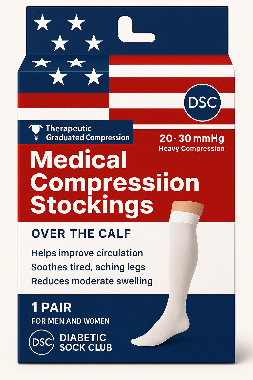 Men's Over The Calf Compression Stocking Socks (1 Pair) — diabetic foot care by DSC