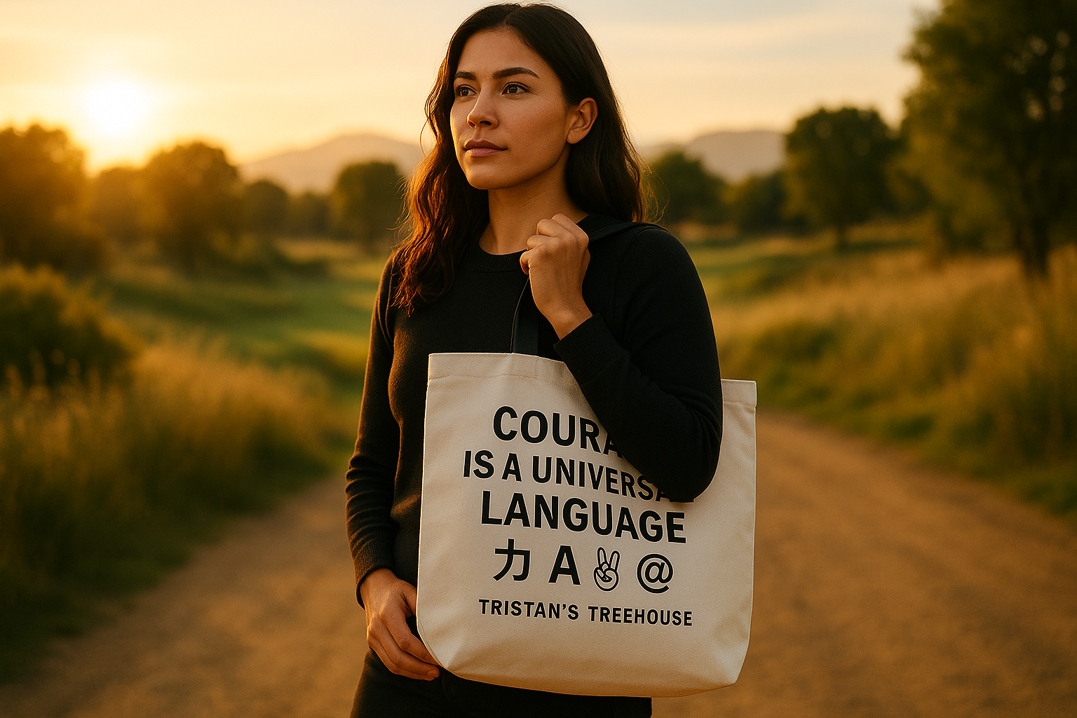 Tristan’s Treehouse Courage is a Universal Language – Tote Bag - ULP Collection — back view
