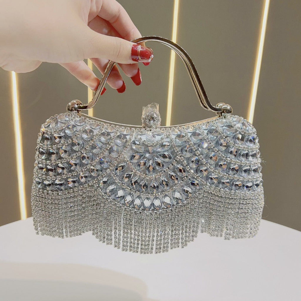 Mariam's Collection Crystal-Embellished Clutch Bag with Tassels – Versatile Evening Purse for… — main product shot