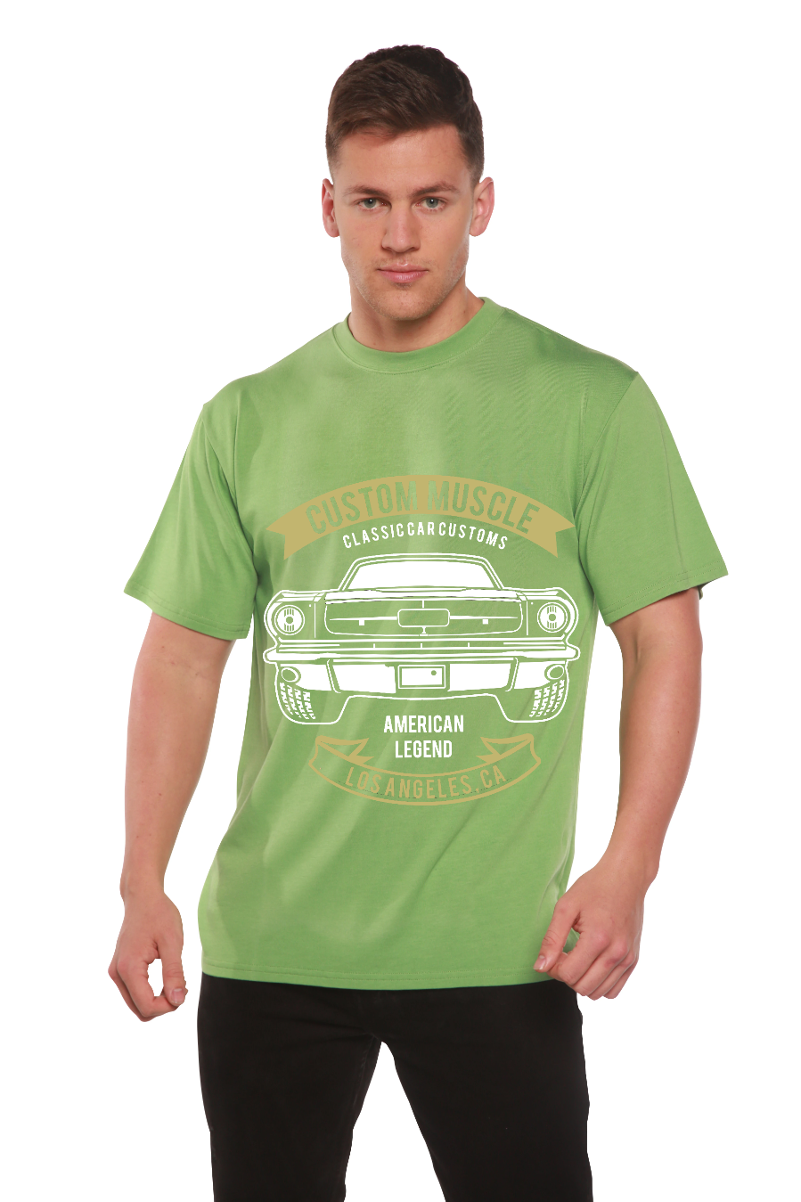 Spun Bamboo Custom Muscle Men's Bamboo Viscose/Organic Cotton Short Sleeve Graphic T-Shirt — back view