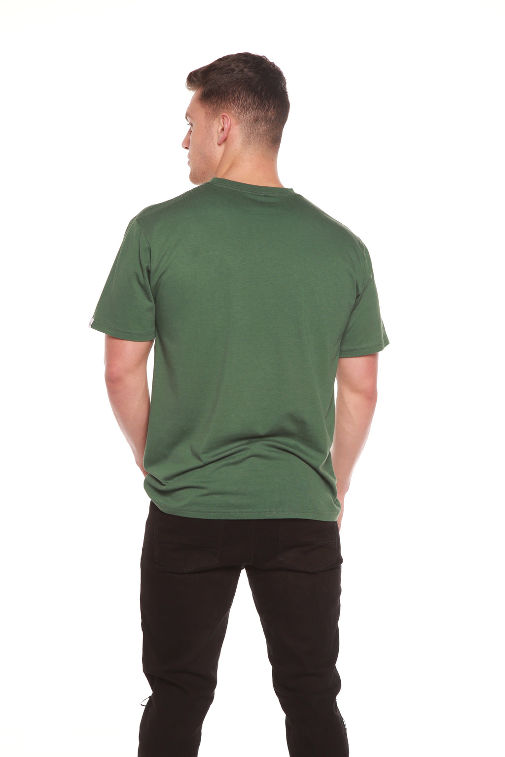 Spun Bamboo Custom Printed Men's Bamboo Viscose/Organic Cotton Short Sleeve T-Shirt — lifestyle context