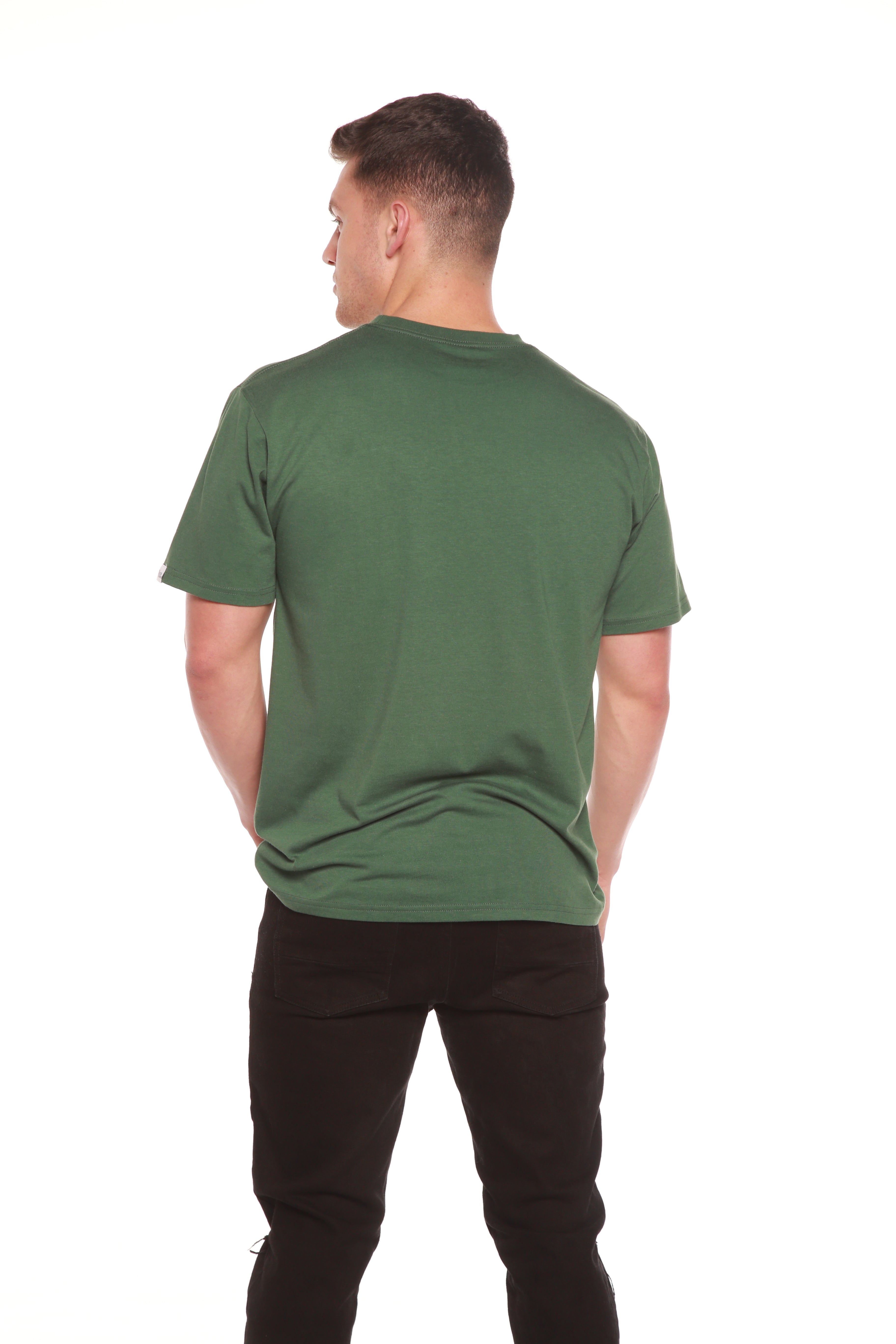 Spun Bamboo Custom Printed Men's Bamboo Viscose/Organic Cotton Short Sleeve T-Shirt — lifestyle context