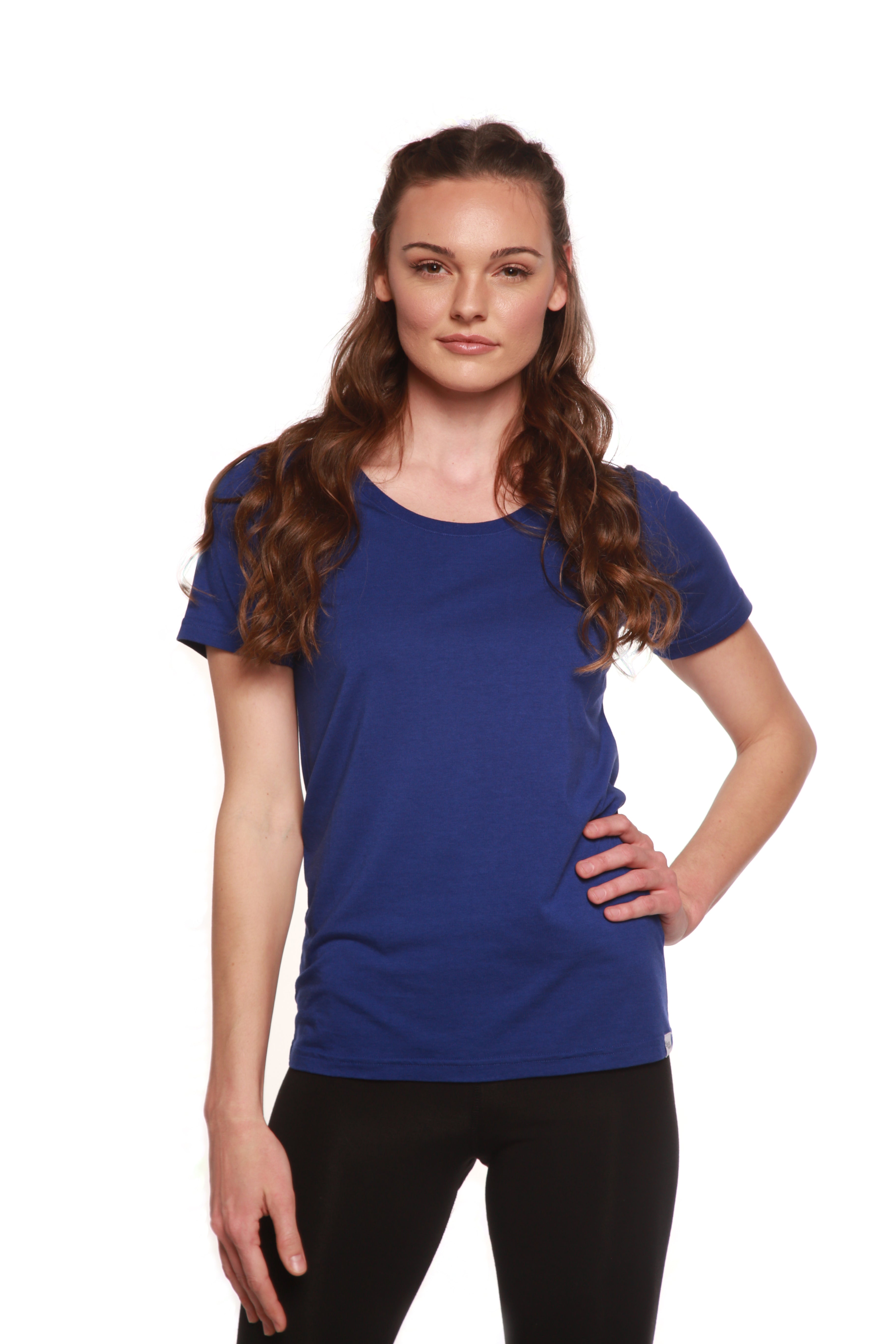 Spun Bamboo Custom Printed Women's Bamboo/Cotton Short Sleeve Scoop Neck Graphic T-Shirt — detail close-up