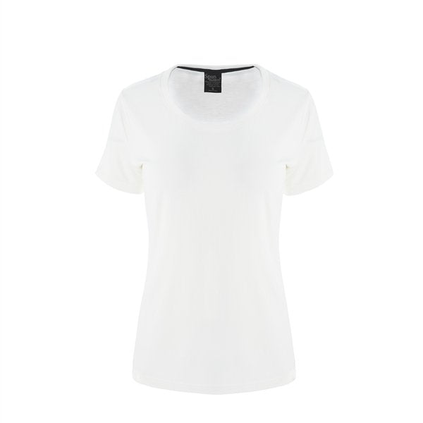 Spun Bamboo Custom Printed Women's Bamboo/Cotton Short Sleeve Scoop Neck Graphic T-Shirt — back view