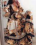 Chic Vintage Floral Evening Dress with V-Neck