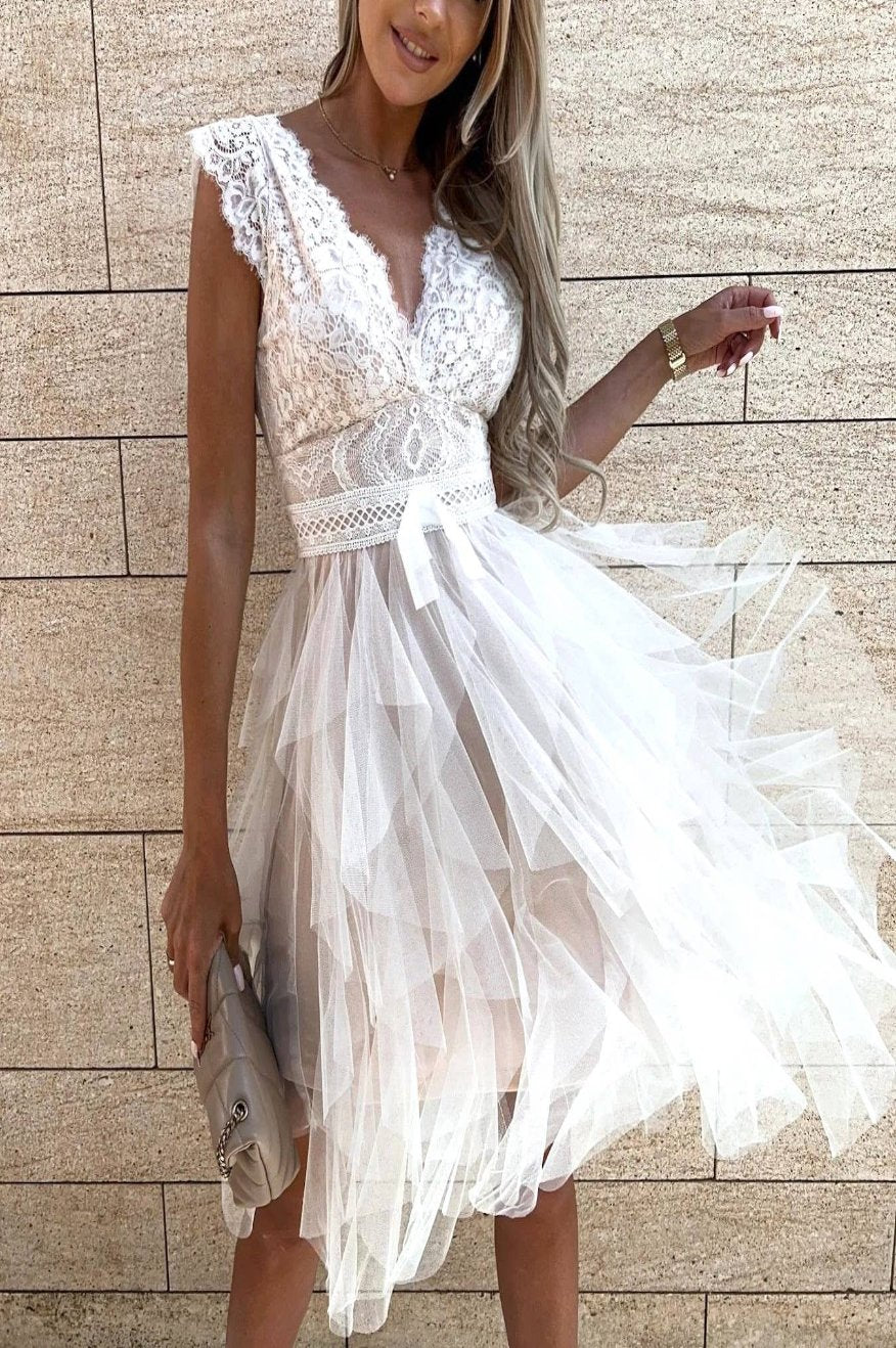 Pretty Little Patriot Lace White Party Dress — main product shot