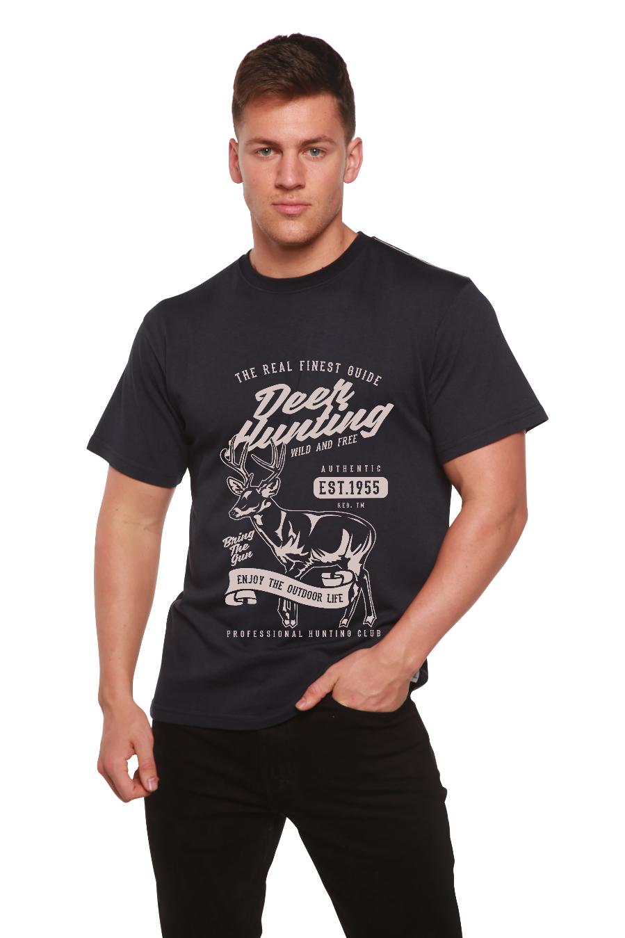 Spun Bamboo Deer Hunting Men's Bamboo Viscose/Organic Cotton Short Sleeve Graphic T-Shirt — main product shot