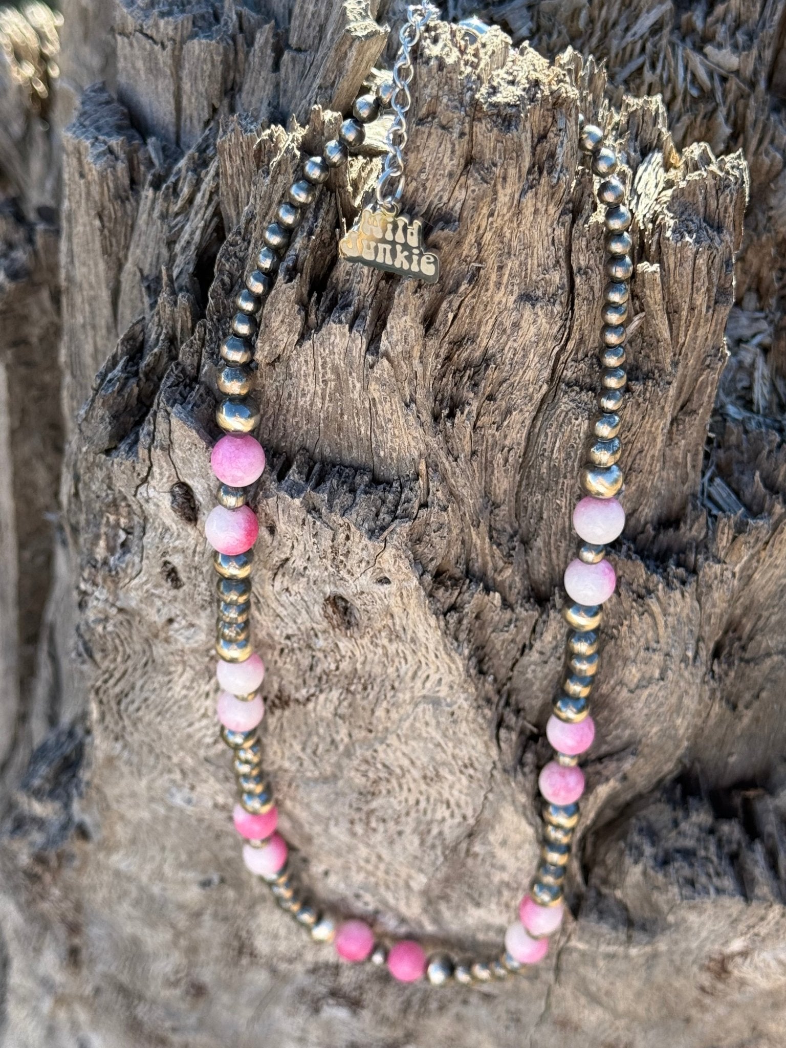 Wild Junkie Desert Rose Beaded Necklace — side view