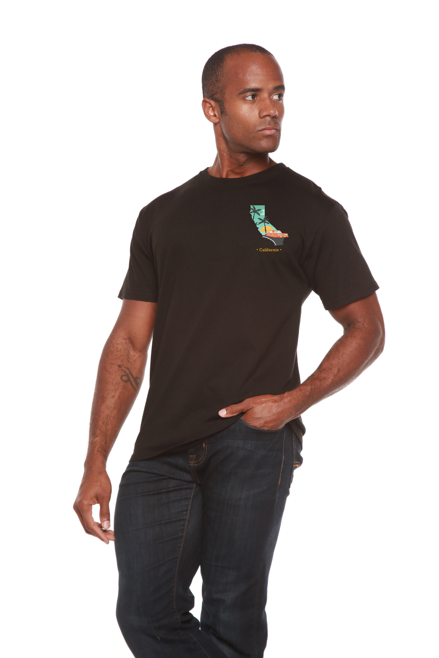 Spun Bamboo California Men's Bamboo Short Sleeve Graphic T-Shirt — size reference