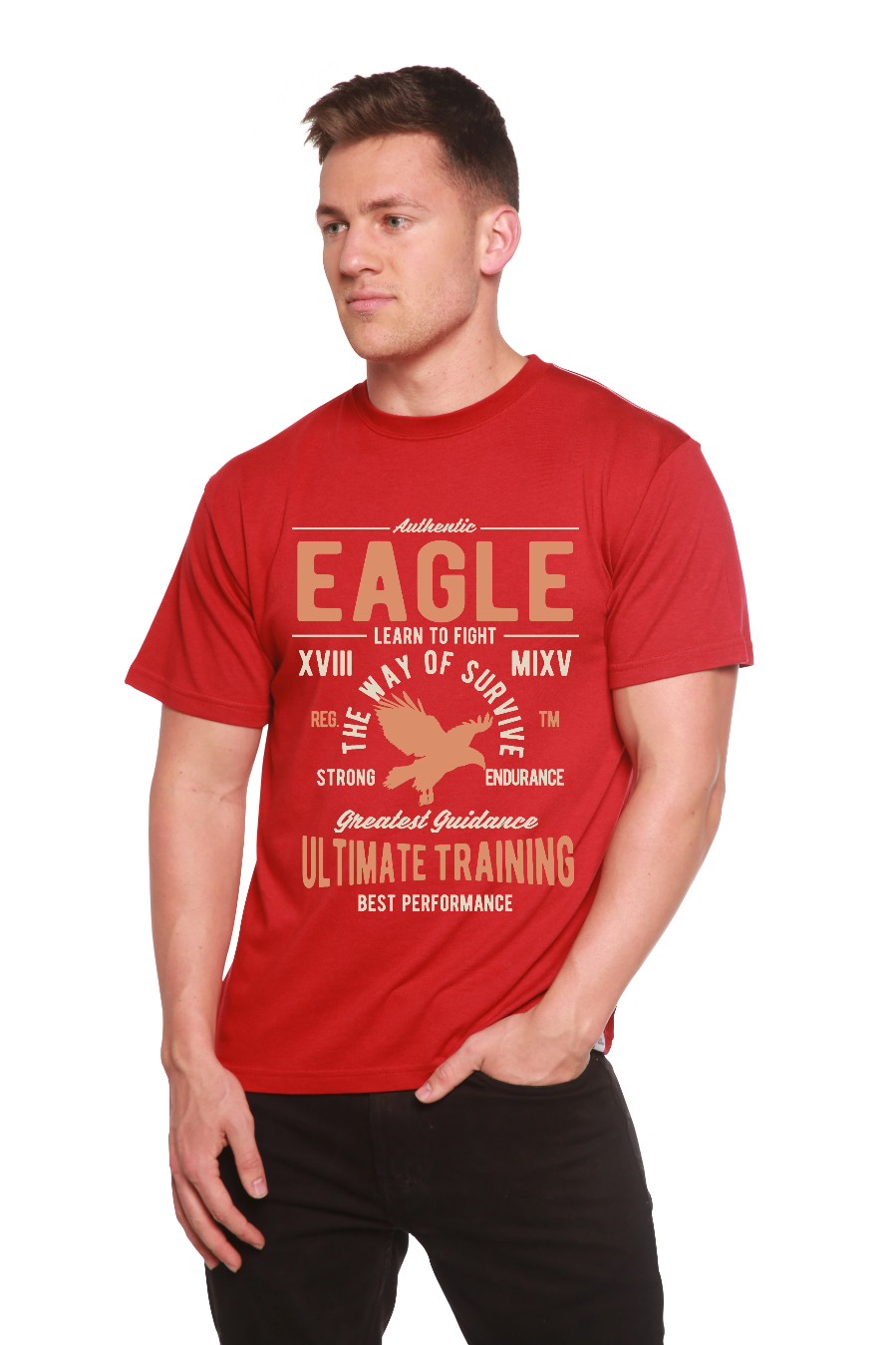 Spun Bamboo Eagle Men's Bamboo Viscose/Organic Cotton Short Sleeve Graphic T-Shirt — color detail