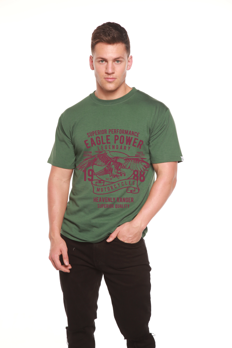 Spun Bamboo Eagle Power Men's Bamboo Viscose/Organic Cotton Short Sleeve Graphic T-Shirt — packaging
