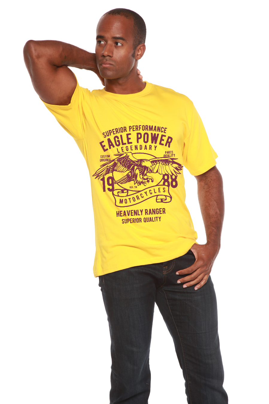 Spun Bamboo Eagle Power Men's Bamboo Viscose/Organic Cotton Short Sleeve Graphic T-Shirt — size reference