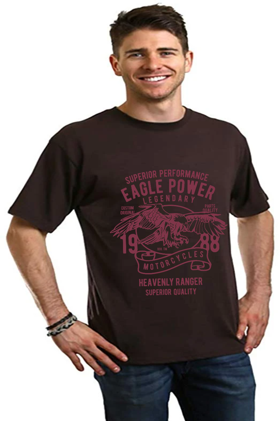 Spun Bamboo Eagle Power Men's Bamboo Viscose/Organic Cotton Short Sleeve Graphic T-Shirt — back view