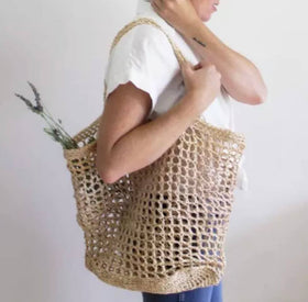 EcoFreax Beach tote handbag handmade natural raffia paper