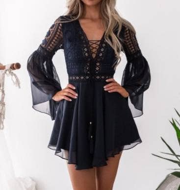 Pretty Little Patriot Pretty Little Patriot Black Lace Crochet Dress — Black detail