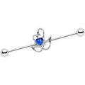 BodyCandy Blue Gem Mother Daughter Swan Heart Industrial Barbell 38mm — main product shot