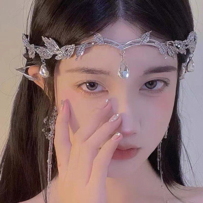 Mariam's Collection Elegance‌ Crystal Teardrop Hair Jewelry Forehead Accent (MAC335) — construction detail
