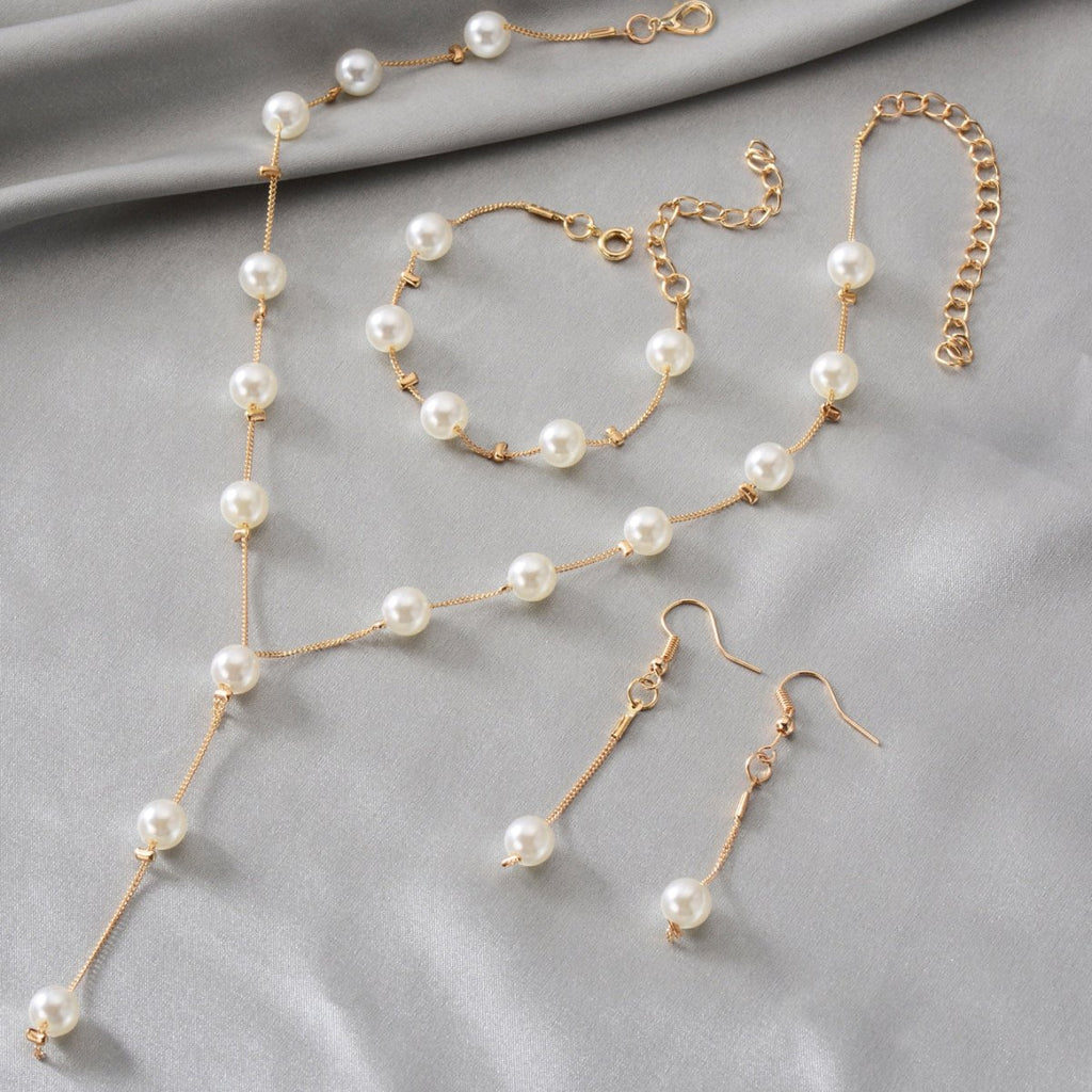 Mariam's Collection Elegance Pearl Earrings & Necklace Ensemble (MAC313) — lifestyle worn / used context