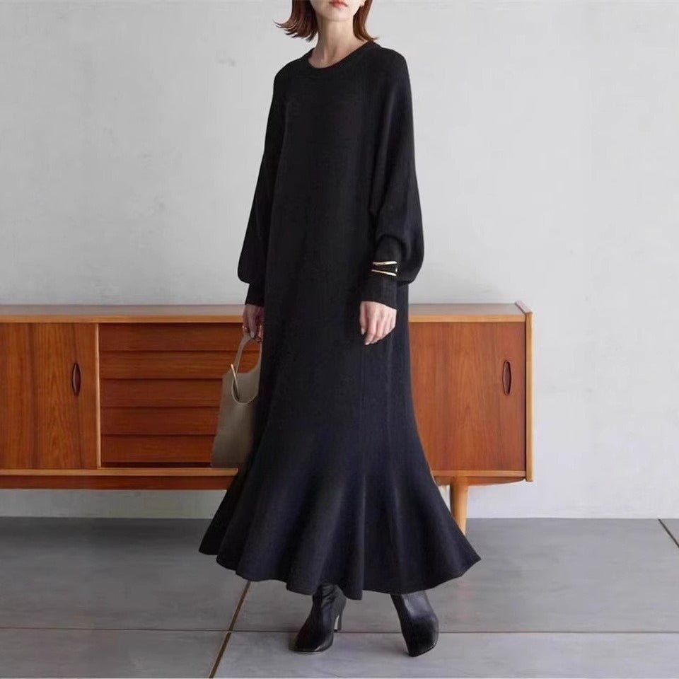 Mariam's Collection Elegant Lantern Sleeve Mermaid Maxi Dress | Loose Fit Long Sleeve Dress(MS154) — main product shot