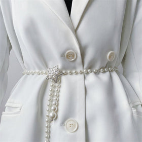 Elegant Versatile Pearl Cascade Waist Belt (MAC349)