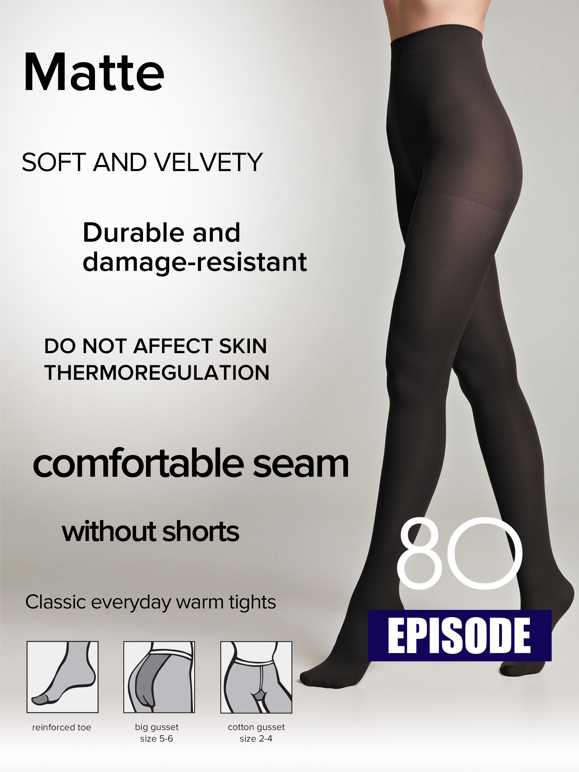 TheRanok.com Tights Conte Episode 80 Den - Microfibra Matte Opaque — detail close-up