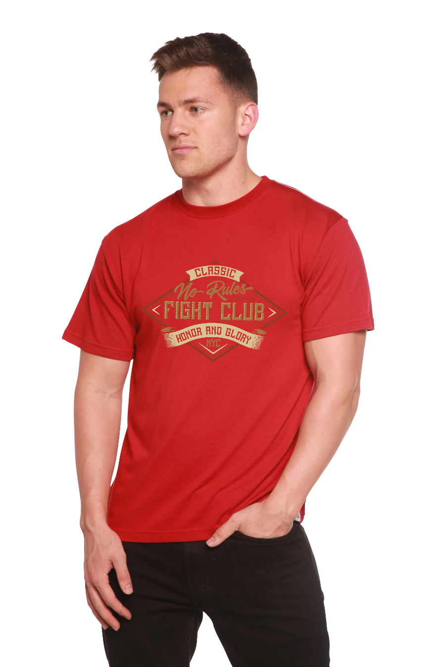 Spun Bamboo Fight Club Men's Bamboo Viscose/Organic Cotton Short Sleeve Graphic T-Shirt — product on model