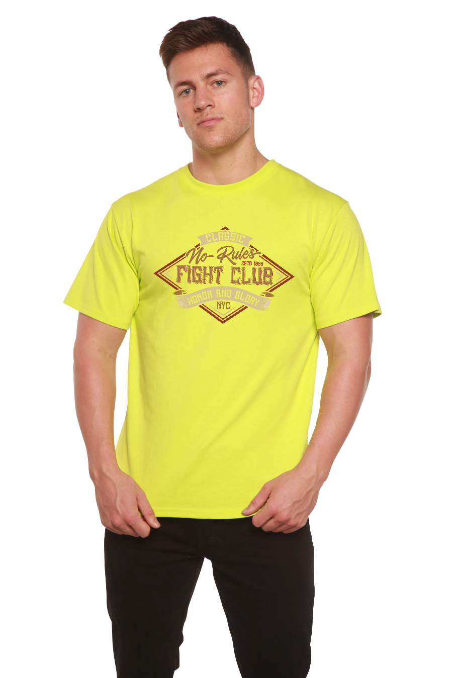 Spun Bamboo Fight Club Men's Bamboo Viscose/Organic Cotton Short Sleeve Graphic T-Shirt — color detail