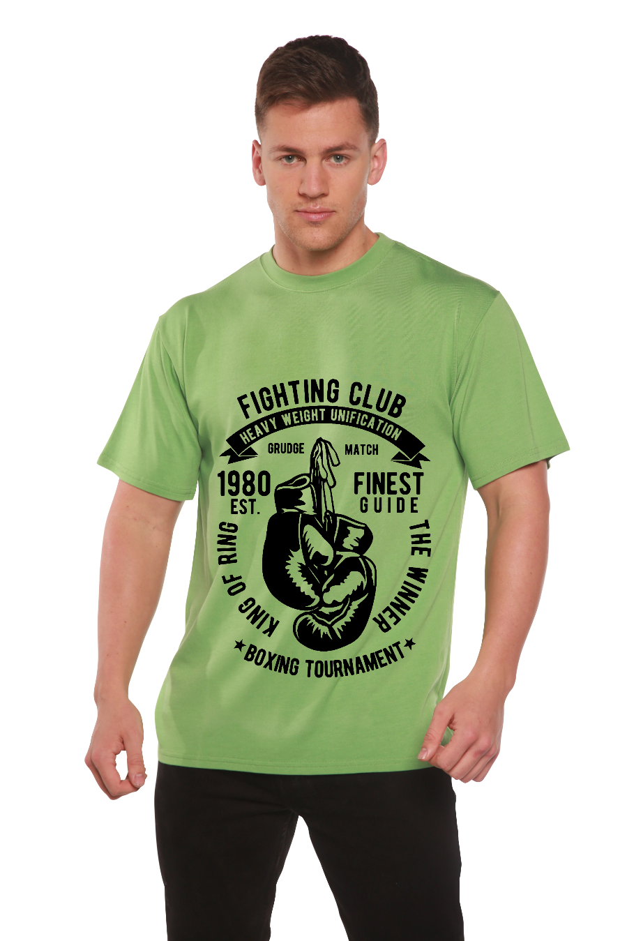 Spun Bamboo Fighting Club Men's Bamboo Viscose/Organic Cotton Short Sleeve Graphic T-Shirt — size reference