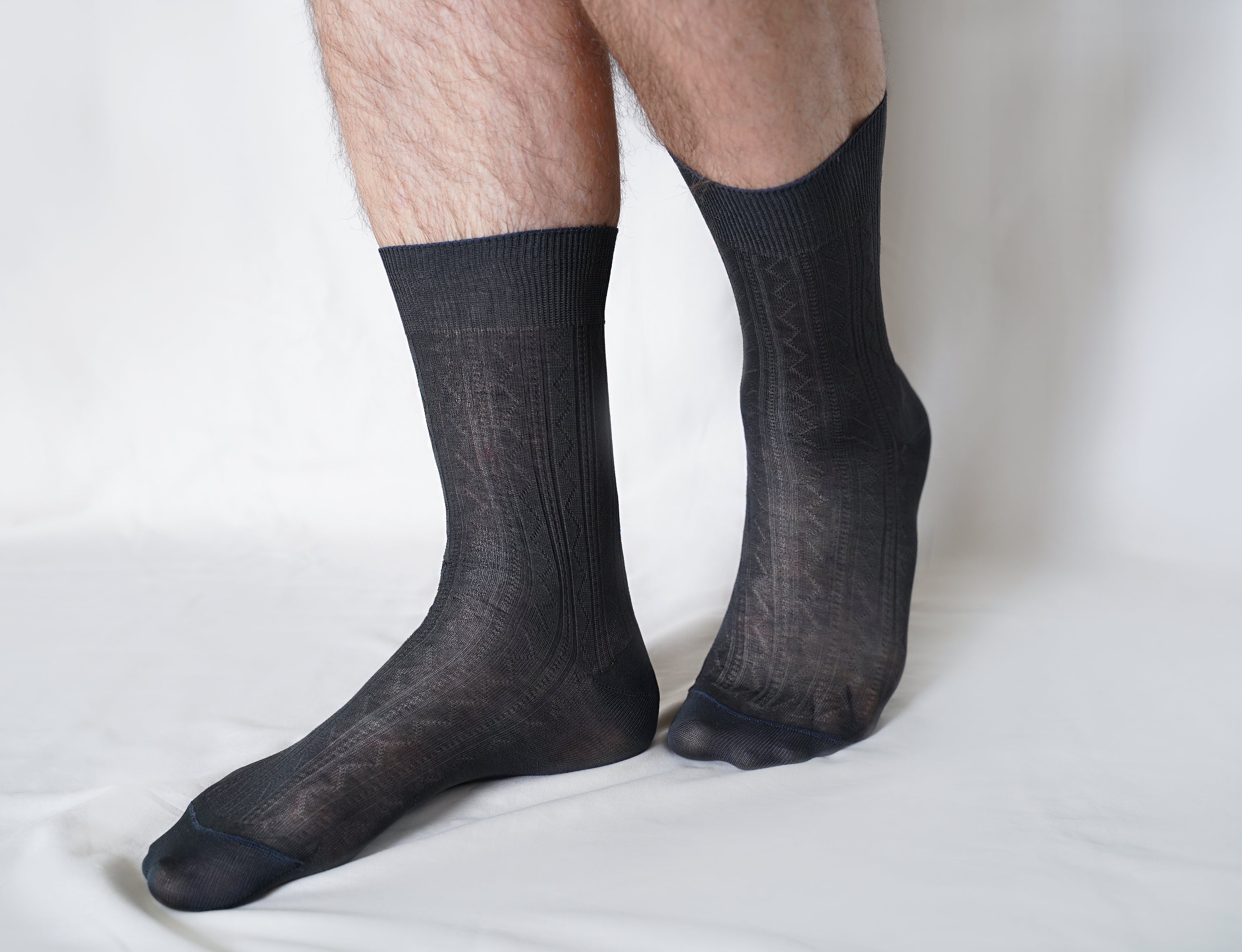 tittimitti tittimitti® 100% Mercerized "Filo di Scozia" Cotton Men's Dress & Trouser Socks. Made in Italy — detail close-up