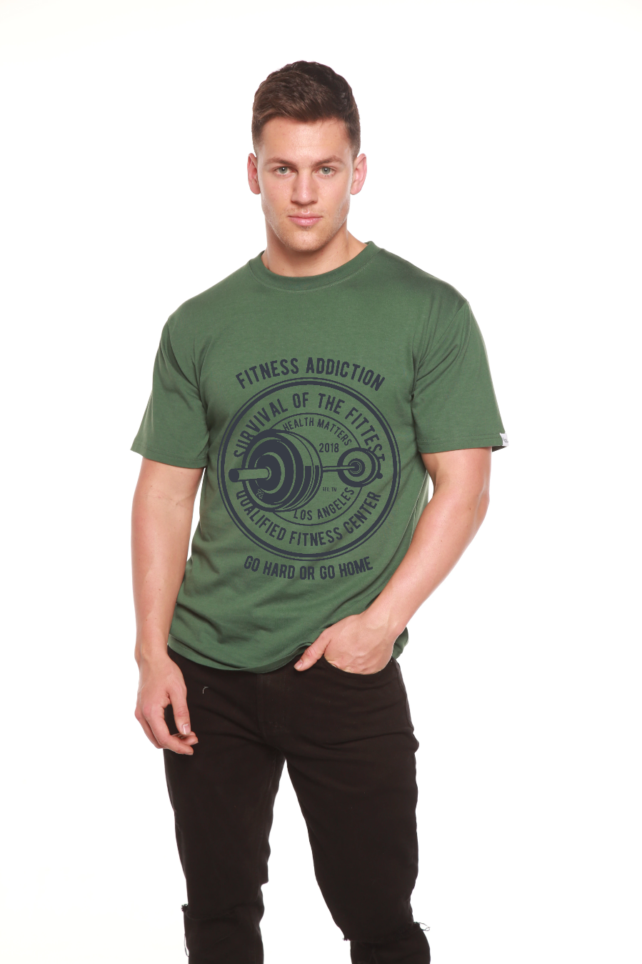 Spun Bamboo Fitness Addiction Men's Bamboo Viscose/Organic Cotton Short Sleeve Graphic T-Shirt — color detail