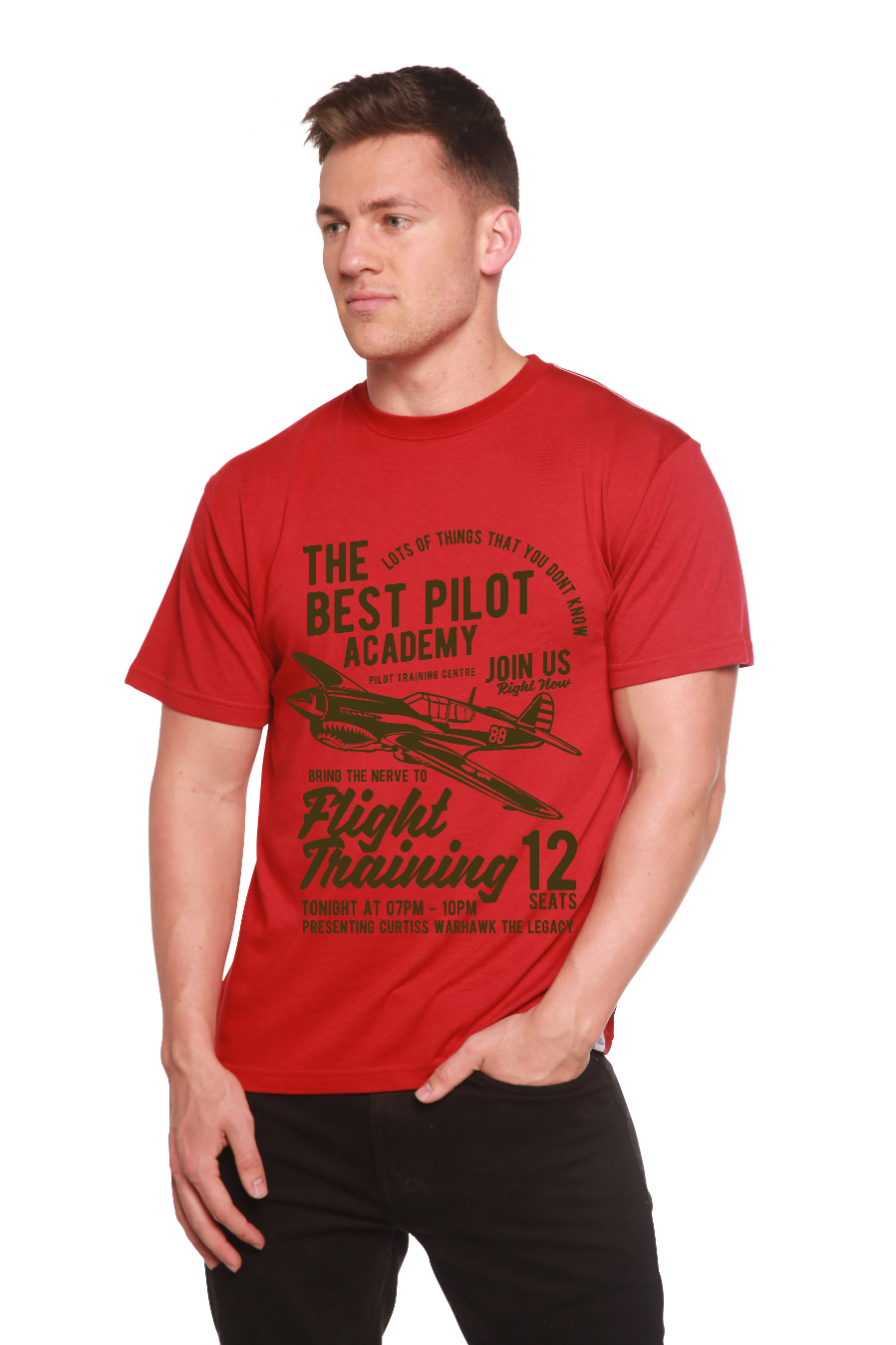 Spun Bamboo Flight Training Men's Bamboo Viscose/Organic Cotton Short Sleeve Graphic T-Shirt — color detail