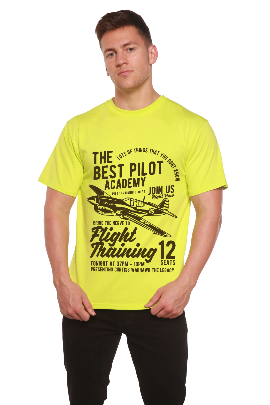 Spun Bamboo Flight Training Men's Bamboo Viscose/Organic Cotton Short Sleeve Graphic T-Shirt — fabric or material detail