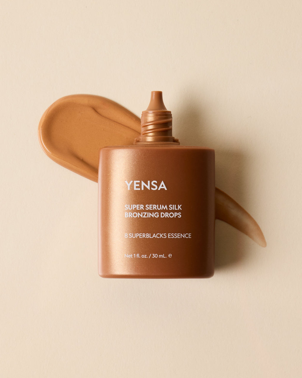 YENSA Super Serum Silk Bronzing Drops — drops swatch on skin tones