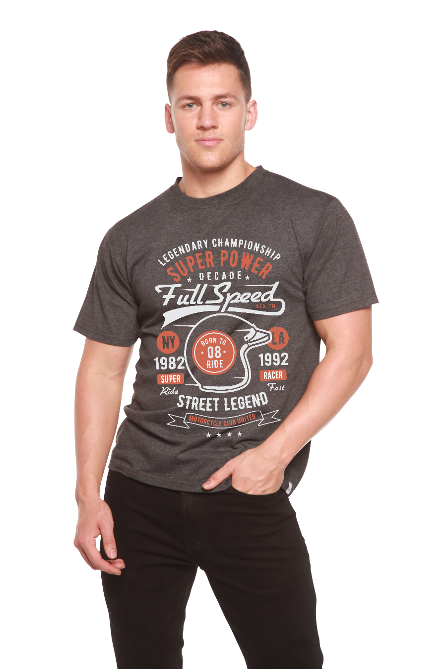 Spun Bamboo Full Speed Super Men's Bamboo Viscose/Organic Cotton Short Sleeve Graphic T-Shirt — alternative angle