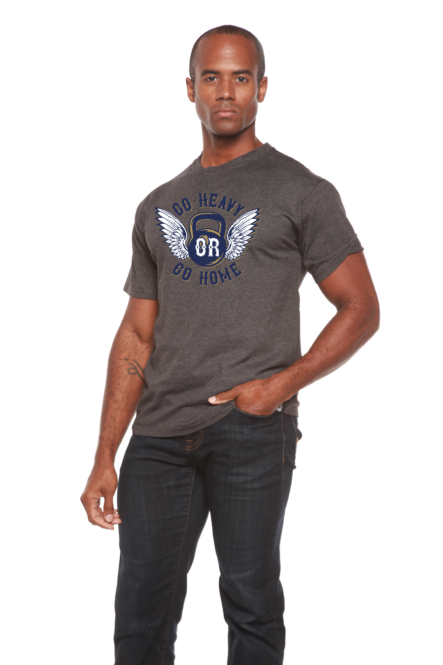 Spun Bamboo GO HEAVY Men's Bamboo Viscose/Organic Cotton Short Sleeve Graphic T-Shirt — back view