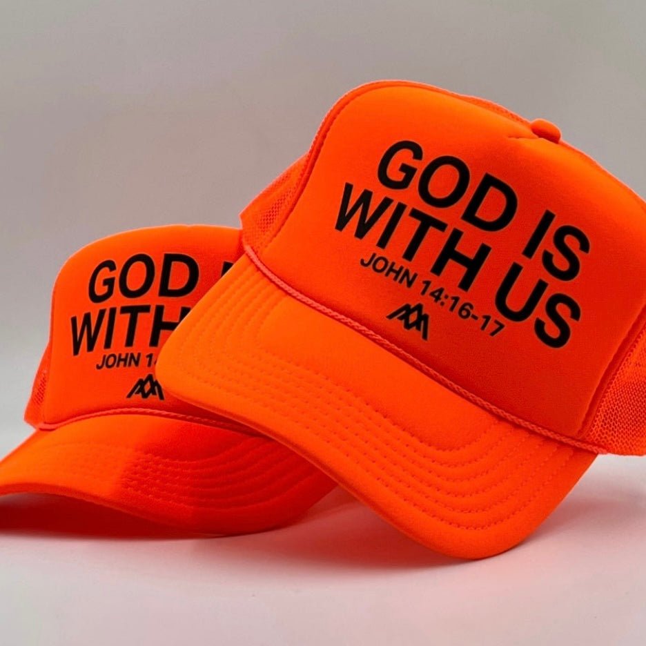 Malta Apparel God is With Us Foam Trucker - Neon Orange — back view