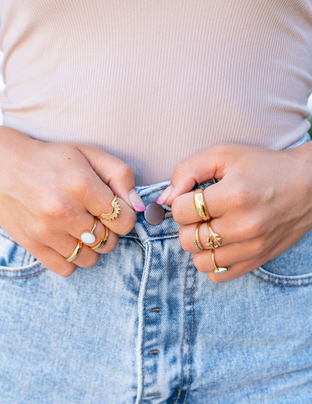 Elevated Faith Gold Dome Ring — lifestyle context