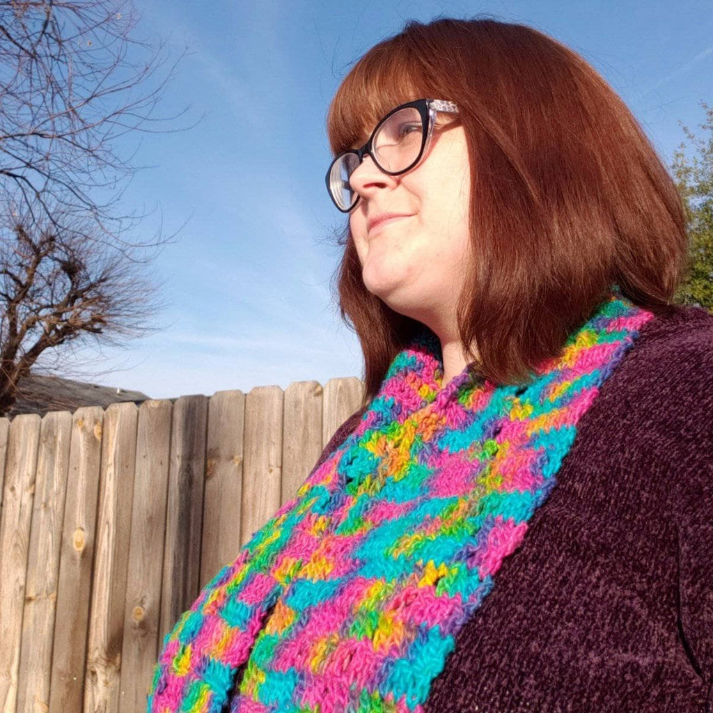 Darn Good Yarn Darn Good Yarn Graduating Diamonds Crochet Scarf Kit — construction detail
