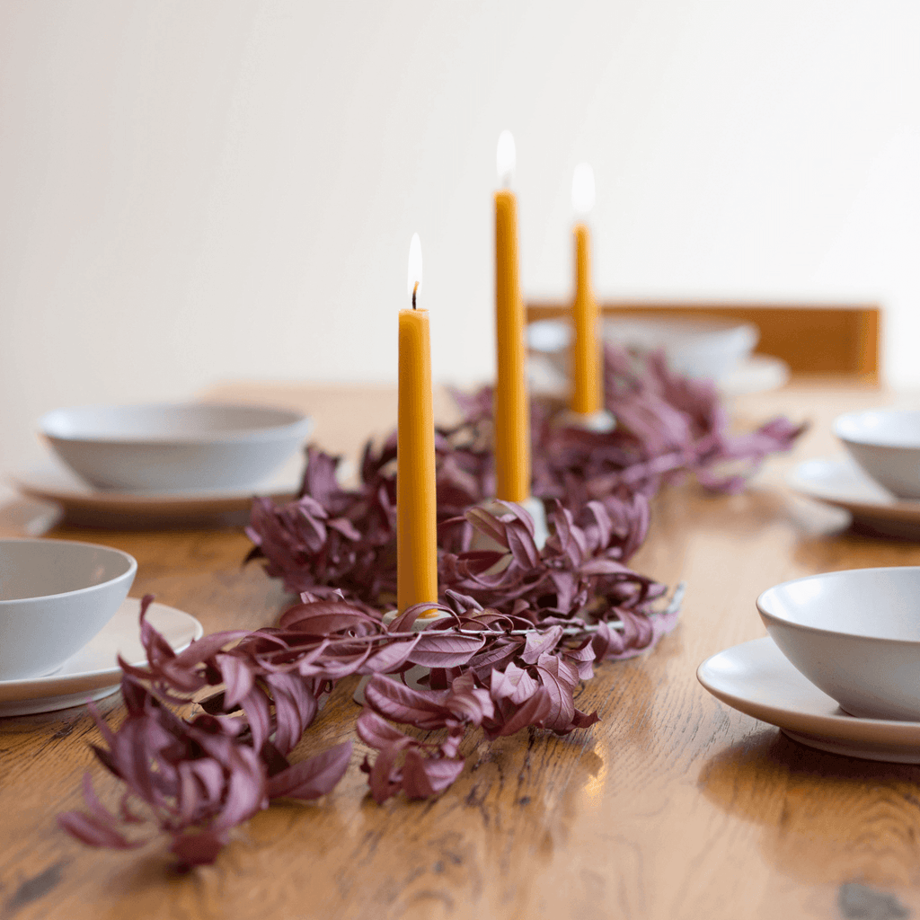 Bluecorn Candles Beeswax Taper Candles - Hand-Dipped - 1 Pair — lifestyle context