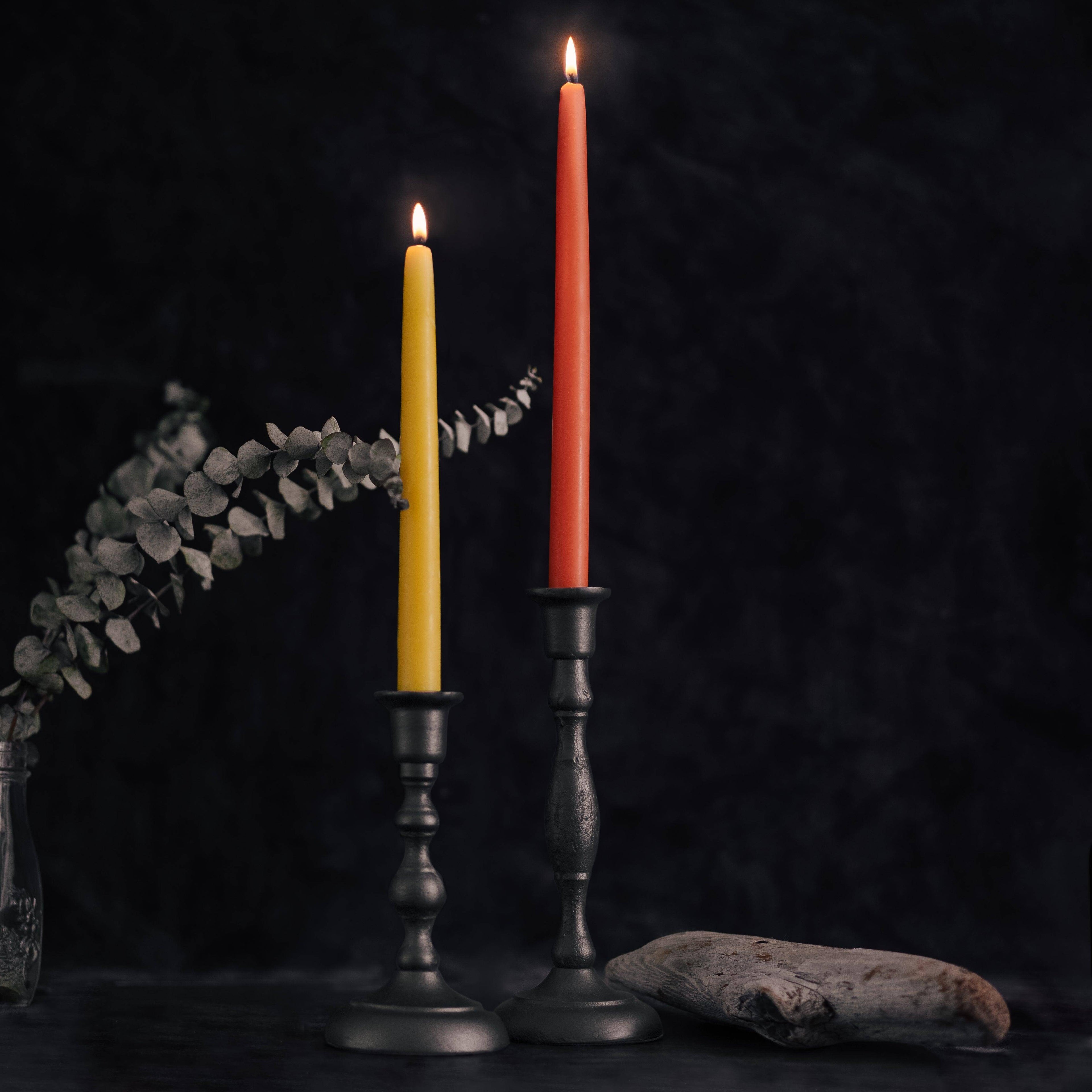 Bluecorn Candles Hand-Dipped Beeswax Taper Candles - Bulk 4-Pair Bundle — in-use photo